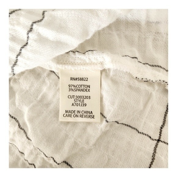 Max Studio White & Black Plaid Long Sleeve Loose Fit Blouse Size L - Picture 4 of 7